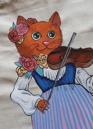 Екосумка "кішечка зі скрипкою"2 фото