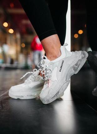 Balenciaga triple s clear sole white2 фото