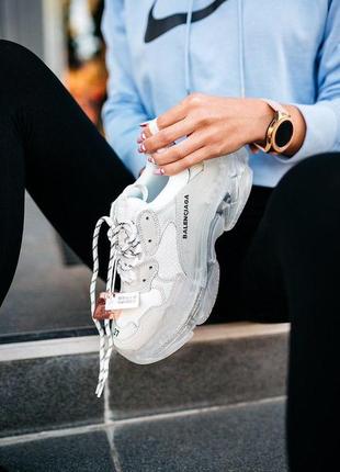 Balenciaga triple s clear sole white8 фото