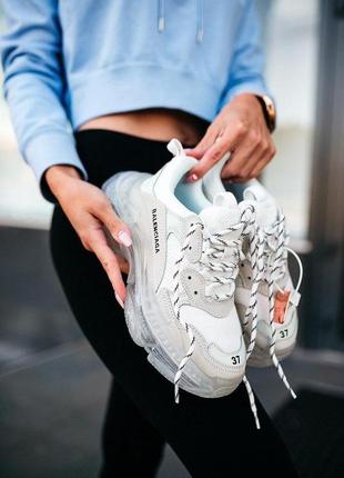 Balenciaga triple s clear sole white1 фото