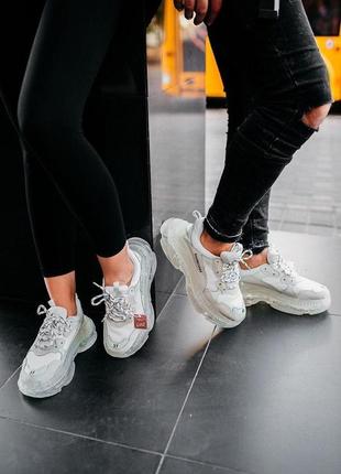 Balenciaga triple s clear sole white7 фото