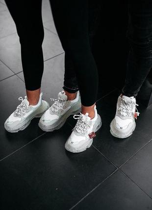 Balenciaga triple s clear sole white6 фото