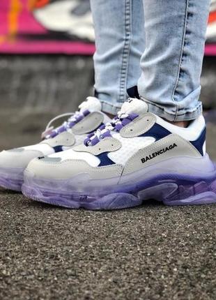 Balenciaga triple s clear sole violet blue grey8 фото