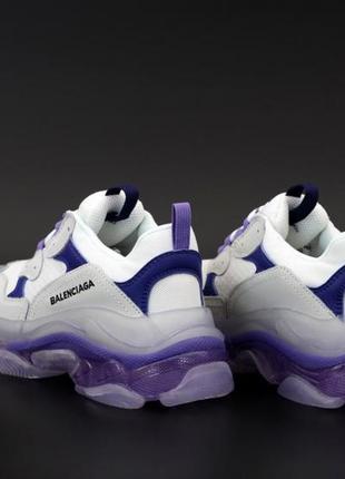 Balenciaga triple s clear sole violet blue grey10 фото