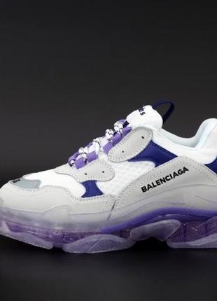 Balenciaga triple s clear sole violet blue grey2 фото