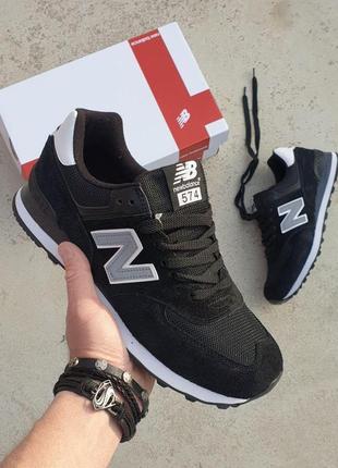 New balance 574 black white2 фото