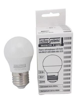 Світлодіодна лампа led bulb-g45-5w-e27-220v-4000k-530l golden2 фото