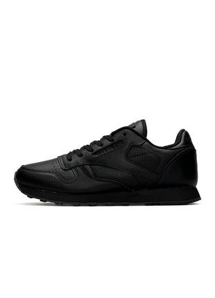 Reebok classic leather all black2 фото