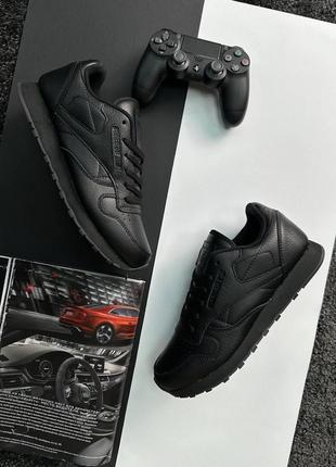 Reebok classic leather all black10 фото