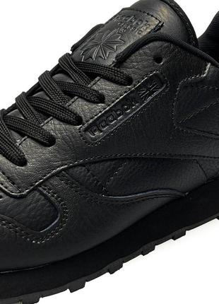 Reebok classic leather all black7 фото