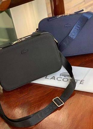 Чоловіча брендова сумка через плече lacoste (2028) синя