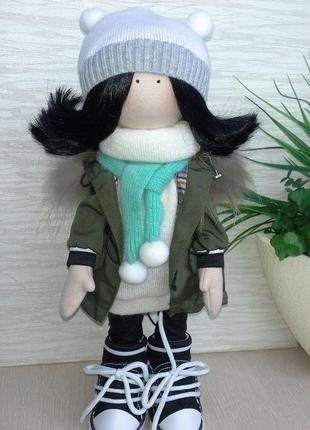 Интерьерная текстильная кукла "студентка"1 фото