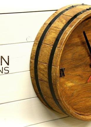 Часы настенные seven seasons™ old barrel тёмный дуб 33 см4 фото