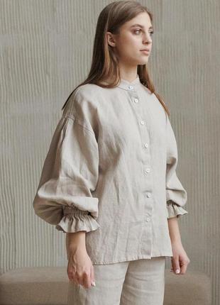 Лляна блуза vil'ni квінстаун бежевий