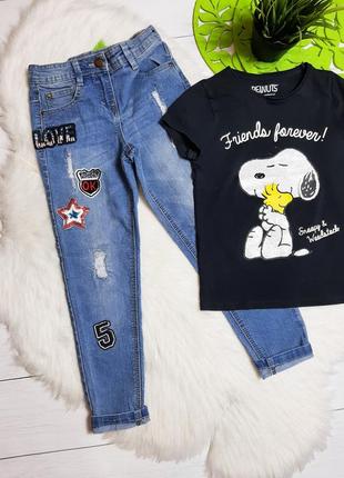Комплект джинсы и футболочка со снупи3 фото