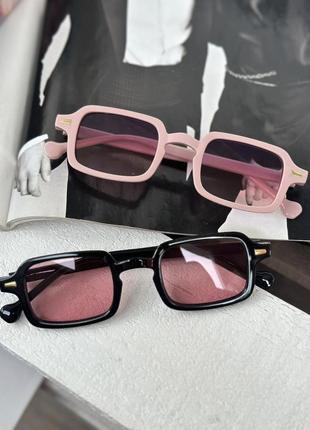 Солнцезащитные очки прямоугольные  унисекс черный с розовым  (0721)7 фото
