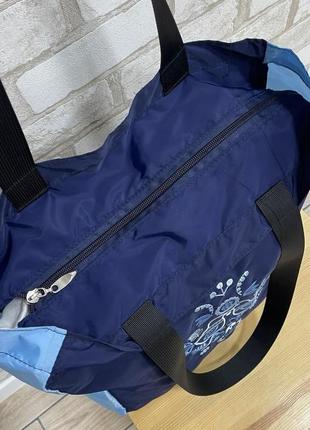 Сумка-еко-сумка з вишивкою(синьо-блакитна вишивка)5 фото