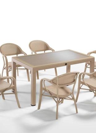 Комплект садовой высококачественной мебели "nirvana for 6"   (стол 90*150, 6 кресла) novussi, турция1 фото