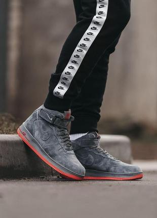 Nike air force 1 high grey red 14 фото