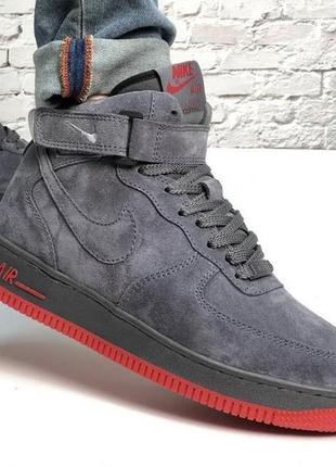 Nike air force 1 high grey red 17 фото