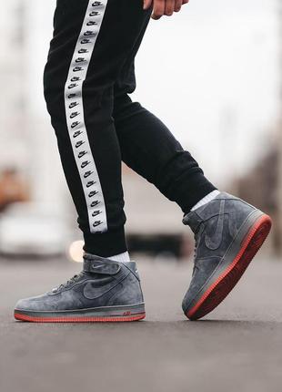 Nike air force 1 high grey red 12 фото