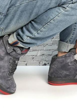 Nike air force 1 high grey red 110 фото