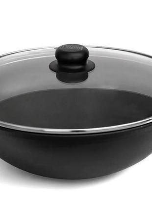 Сковорода з чавуну wok brizoll з кришкою 3,7 л 28 см