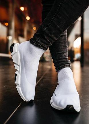 Balenciaga speed trainer white black4 фото