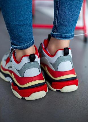 Balenciaga triple s v1 red white black6 фото