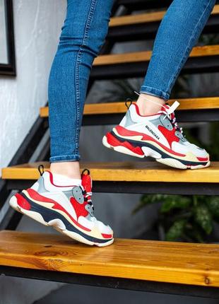 Balenciaga triple s v1 red white black1 фото