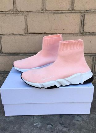 Balenciaga speed trainer pink white7 фото