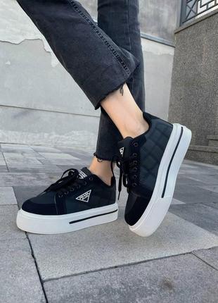 Prada re-nylon low black white6 фото