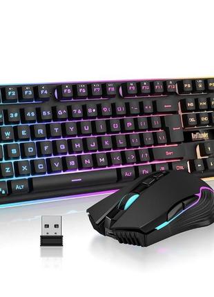 Беспроводная игровая клавиатура и мышь redthunder k10 цвет белый, товар без инструкции