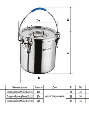 Пищевой контейнер hascevher кастрюля нержавеющая сталь 17 литров 28х28 см3 фото