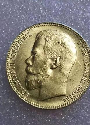 Сувенир монета 25 рублей 1908 года 2 1/2 империала золотом1 фото