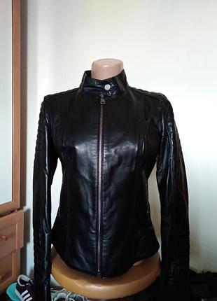 Куртка женская косуха кожа натуральная черная2 фото