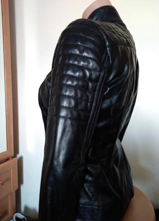 Куртка женская косуха кожа натуральная черная5 фото