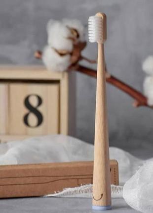 Бамбуковая зубная щетка, дерев'яна зубна щітка zoobbee2 фото