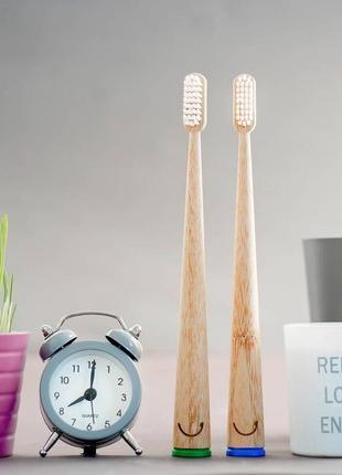 Бамбукова зубна щітка, дерев'яна яна зубна щітка zoobbee (зелена)2 фото