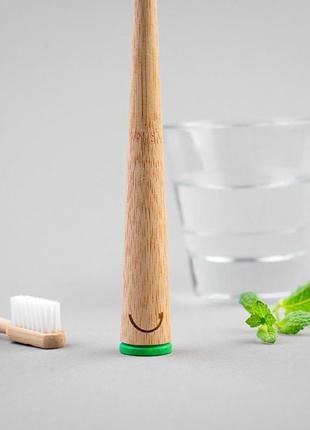 Уникальная бамбуковая зубная щетка, дерев'яна зубна щітка zoobbee (желтая)4 фото