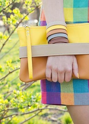 Желтый клатч - сумочка через плечо "carryme" клатч из экокожи. оранжевый клатч.