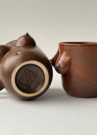 Чашка керамическая ручной работы "сиси" коричневые9 фото