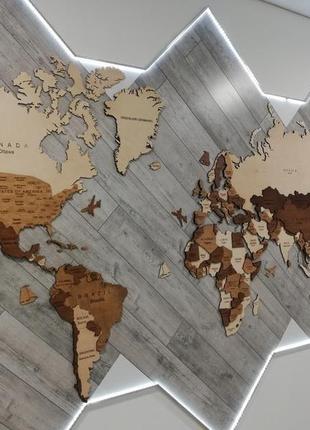 3d карта світу з дерева