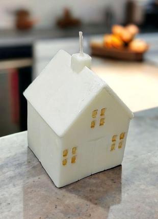 Соєва свічка  ручної роботи "будиночок"3 фото