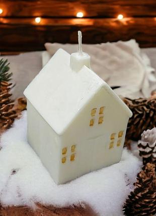 Соєва свічка  ручної роботи "будиночок"4 фото