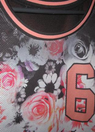 Sale!!! майка квіткова сітка персиково-чорна3 фото