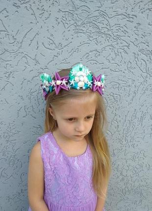 Ободок корона для девочки на фотосессию костюм русалки обруч для волос в подарок4 фото