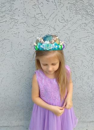 Корона подарунок на день народження для дівчинки обідок для волосся обруч на голову русалка6 фото