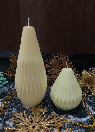 Соєві свічки ручної роботи "святкові" -велика і маленька3 фото
