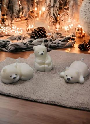 Набір соєвих свічок  ручної роботи  "3 ведмеді"